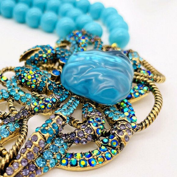 Magnificent HEIDI DAUS "Crabby" Crystal Triple Strand Beaded Necklace NWOT - Picture 5 of 10